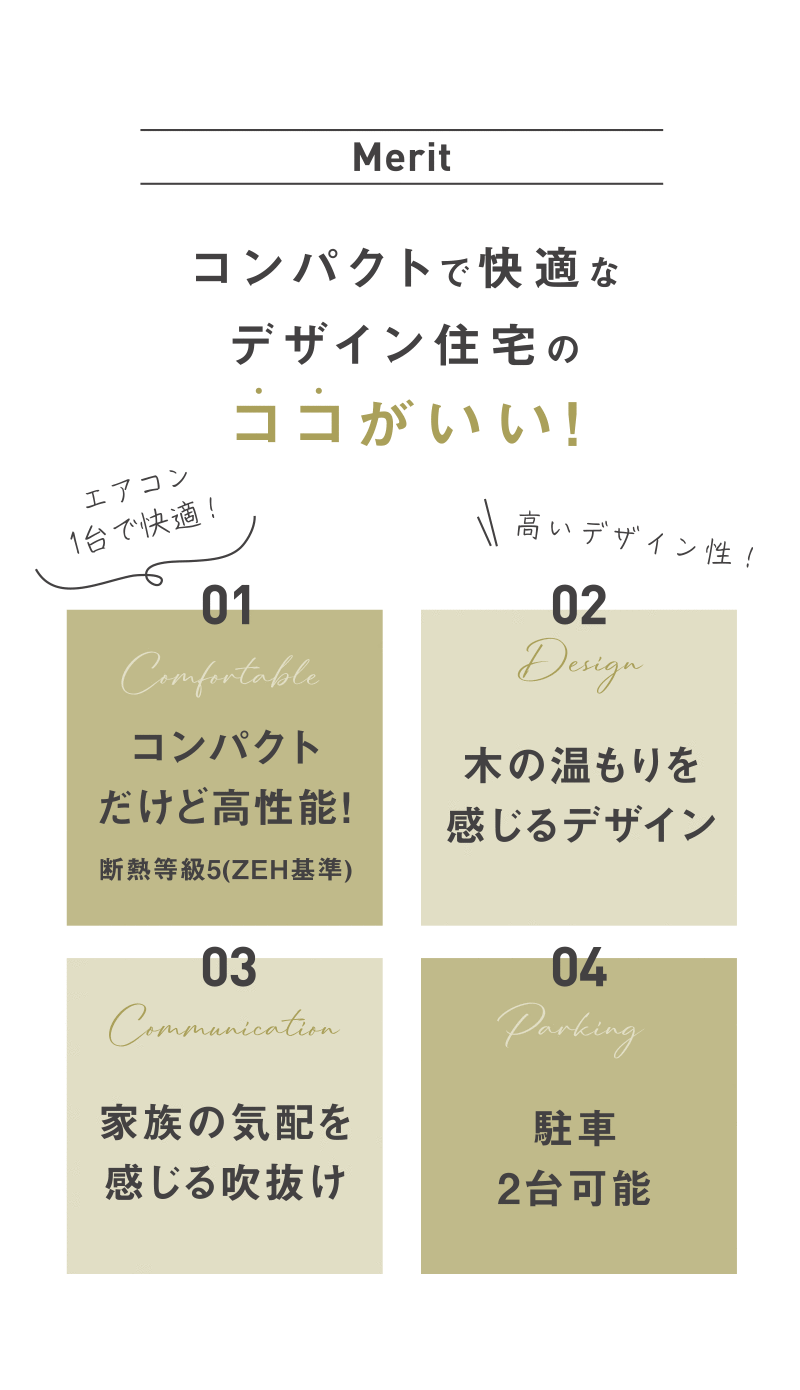 コンパクトで快適な<br>デザイン住宅のココがいい！